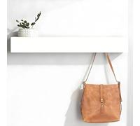 HSUYUN Appendiabiti da Parete con Mensola, 60 cm Attaccapanni da Parete, Appendiabiti da Muro Moderno con 7 Ganci Nascosti, Design Minimalista Bianco per Ingresso, Camera e Soggiorno