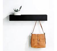 HSUYUN Appendiabiti da Parete Design, con Ripiano, Appendiabiti Parete, con 5 Ganci Nascosti, Nero Attaccapanni da Parete, Adatto per Camere da Letto, Corridoi, Soggiorni e Bagni Appendiabiti a Muro