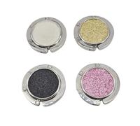 HSWMSP Confezione da 4 ganci pieghevoli per borse da tavolo pieghevoli da donna ganci per scrivania Bling supporto borsa da tavolo colori misti