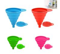 Hsyadazi 4 imbuti pieghevoli in silicone (2 grandi + 2 piccoli), imbuto da cucina pieghevole per olio, birra e liquidi, lavabile in lavastoviglie e per alimenti (multicolore)