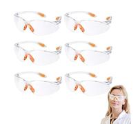 Hsyadazi Set di 6 occhiali protettivi trasparenti con base in gomma - Lenti per PC antigraffio per laboratorio, artigianato e sport di tiro (donna/uomo/bambino)