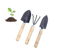 Hsyadazi Set di attrezzi da giardino in 3 pezzi - mini pala, rastrello e paletta con manico in legno - per piante in vaso, bonsai e piante grasse