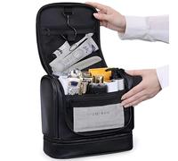 Hsyan Borsa da Toilette da Uomo, Grande Borsa da Toilette Impermeabile da Appendere, Organizer da Viaggio da Donna, Separazione tra Asciutto e Bagnato per Palestra, Lavoro, Vacanze, Black