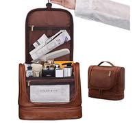 Hsyan Borsa da Toilette da Uomo, Grande Borsa da Toilette Impermeabile da Appendere, Organizer da Viaggio da Donna, Separazione tra Asciutto e Bagnato per Palestra, Lavoro, Vacanze, Brown