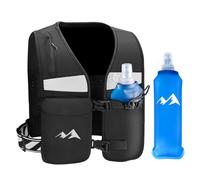 HSYFUNA Gilet Running per Donna e Uomo,Gilet da corsa ultraleggero, 500ml Borraccia Morbida, Gilet Running Super Leggero Riflettente, Tasche Multiple, per Ciclismo Escursionismo Trekking Trail
