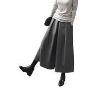 HSYH gonne da Donna Pantaloni della Gonna A Gamba Larga Sciolte Pantaloni Casual Pieghettati Inverno E Pantaloni Elastici Elastici-Grigio-XXL