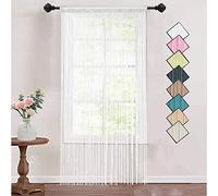 HSYLYM maglieria stringa tenda pannelli dense poliestere Fringe tenda zanzariera divisorio per porta finestra Décor,90x245cm,bianco