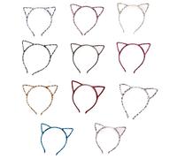 Hsyzygian 10 cerchietti per capelli con orecchie da gatto, per donne e ragazze, per cosplay, compleanni, feste di Natale, raccolte e costumi