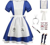HSZCSMGS Alicemadness Returns Cosplay Costume del film vestito, collana, uniforme, set per la festa di Halloween, costume cosplay di Madnessreturns (Bianco, XS)
