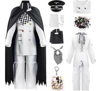 HSZCSMGS Costume cosplay di Kokichi Ouma, completo con pantaloni e mantello unisex, festa di Halloween per cosplay di Ouma Kokichi (Bianco+B, M)