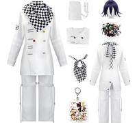HSZCSMGS Costume cosplay di Kokichi Ouma, completo con pantaloni e mantello unisex, festa di Halloween per cosplay di Ouma Kokichi (Bianco + Parrucca, M)