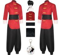 HSZCSMGS Set di costumi Ranma 1/2 Cosplay, uniforme da uomo con parrucca di Ranma, festa di Halloween per cosplay di Ranma (Rosso + parrucca, S)