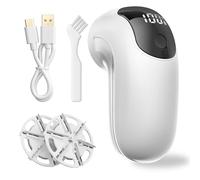 HT TopHinon Levapelucchi Elettrico, Togli Pelucchi Ricaricabile per Vestiti e Tessuti, 6 Lame a Foglia, Display LED, 3 Velocità Regolabili, Cavo USB Tipo-C, Bianco