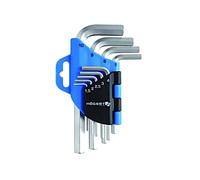 HT1W802 Set di chiavi esagonali in acciaio al cromo-vanadio corte 9 pz. TECNI...