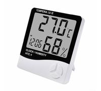 HTC-1 Misuratore di temperatura e umidità senza batteria, termometro digitale LCD per ambienti interni, igrometro igrometro per umidità sveglia