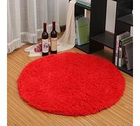 HTDirect - Tappeto super morbido circolare dal design moderno, adatto per camera da letto o soggiorno, tappeto decorativo rotondo in stile shaggy, adatto per camerette dei bambini, nursery e stanze da bagno., Poliestere, Red, 120CMx120CM