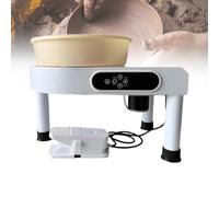 HTDRE Macchina per Ceramica con Ruota da vasaio, Schermo LCD e Pedale, 9,8 pollici/25 cm, Macchina elettrica per la formatura della Ceramica (Bianca A)