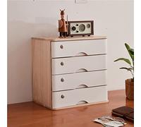 HTDRE Mobiletto Portadocumenti da scrivania in Legno massello con cassetti per Documenti A4, Piccolo comò per Ufficio con 4 cassetti e Finitura in Legno.