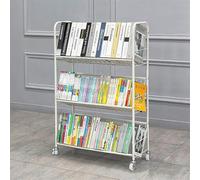 HTDRE Rolling Book Cart, Moveable Bookshelf Organizer with Wheels, Multifunctional Storage Trolley for Office, Classroom, Library