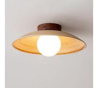 HTERWQEA Dome Ceiling Lamp Globe Glass Semi Flush Mount Ceiling Light 11.8″ Small Chandelier Wood Grain Close to Ceiling Lights for Kitchen White Glass Ball Pendant Shade