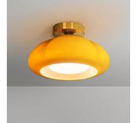 HTERWQEA Glass Semi Flush Mount Ceiling Light 30cm Nordic Ceiling Lamp Gold Metal Close to Ceiling Lamps E26 Pendant Ceiling Lights for Bedroom Kitchen Hallway Dining Room