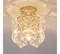 HTERWQEA Gold Ceiling Light Modern Semi Flush Mount Ceiling Lighting Fixture Glass Pendant Lamp Shade Hallway Lights Mini Chandeliers for Hallway Kitchen Entryway and Foyer E14/E12 Base