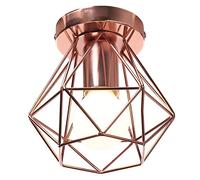 HTERWQEA Hallway Ceiling Lighting Fixture Industrial Semi Flush Mount Ceiling Light Mounted Wire Cage Metal Basket Close-to-Ceiling Lights for Kitchen Bedroom Corridor Entrance