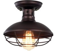 HTERWQEA Industrial Dome Ceiling Light Retro Semi Flush Mount Mini Chandelier E26 Vintage Farmhouse Close to Ceiling Lighting for Cafe Pub Restaurant