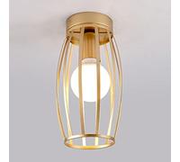 HTERWQEA Modern Hallway Ceiling Lighting Fixture Simple Ceiling Light Metal Wire Cage Semi Flush Mount Ceiling Lamp E26 Mini Chandelier for Farmhouse Kitchen Laundry Room Entryway