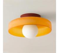 HTERWQEA Modern Scandinavia Ceiling Light Fixture with White Globe Glass Shade Nordic Ceiling Lights 9.8in G9 Semi Flush Mount Ceiling Lighting for Aisle Corridor Living Room Foyer Balcony(Orange)