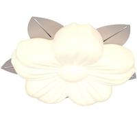 HTERWQEA Moderna plafoniera a LED floreale con design a petalo di fiore in acrilico bianco con foglie in metallo, lampada a 3 temperature di colore for cameretta dei bambini camera da letto