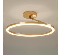 HTERWQEA Moderna plafoniera a LED rotonda con montaggio a filo, finitura effetto legno, pannello circolare in acrilico, illuminazione minimalista for camera da letto, soggiorno, studio