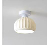 HTERWQEA Nordic Modern White Ceramic Ceiling Light 7 Inch E26 Base Semi Flush Mount with Dome Ribbed Shade for Hallway Entryway Lighting