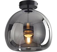 HTERWQEA Nordic Semi Flush Mount Ceiling Lighting Gold Ceiling Light Fixture with Smoky Gray/Amber Globe Glass Shade Modern E26 9.8in Ceiling Lights for Entryway Kitchen Corridor(Black)