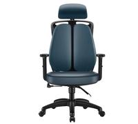 HTERWQEA Sedia da ufficio ergonomica in pelle con schienale alto e braccioli imbottiti, comoda sedia da scrivania manageriale for lavoro e studio(Blue)