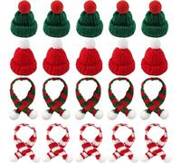 HTFTOIO Ornamenti natalizi 12/24 pezzi mini cappello lavorato a maglia sciarpa di Natale cappelli di Babbo Natale per decorazioni artigianali ornamenti albero decorazioni natalizie (12 pezzi)