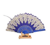 HTFTOIO Ventaglio pieghevole portatile, 1 pezzo, alla moda, di lusso, con pizzo floreale, in seta, decorazione per matrimoni, balli, feste, spettacoli teatrali, stampa a caldo