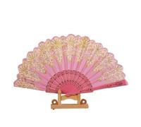 HTFTOIO Ventaglio pieghevole portatile, 1 pezzo, alla moda, di lusso, con pizzo floreale, in seta, decorazione per matrimoni, balli, feste, spettacoli teatrali, stampa a caldo (F)