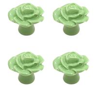 HTGAOO Pomelli in Ceramica, pomelli for Porte, 4 Pezzi Pomelli in Ceramica a Forma di Fiore con Rose Pomelli for mobili Pomelli for Porte Maniglia Moderna for cassettiera (Rosso)(Green)