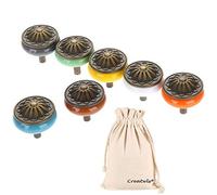 HTGAOO Pomelli in Ceramica, pomelli for Porte, 6 Pezzi di pomelli for mobili e cassetti da Cucina in Bronzo Fatti a Mano (Grigio)(Multiple Colour)