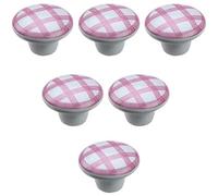 HTGAOO Pomelli in Ceramica, pomelli for Porte, 6 Pezzi Pomelli for mobili Maniglie for cassetti e armadi Moderni Maniglie a griglia (Blu)(Pink)