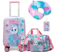 HTgroce Valigie per Bambini con Borsone da Viaggio Ragazza, Cuscino per il Collo, Etichetta, Valigia con Ruote