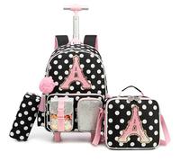 HTgroce Zaino Bambina Trolley Elementare Zaino Scuola Trolley Bambina, 3 Set Borsa per il pranzo e astuccio per le matite