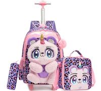 HTgroce Zaino Scuola Elementare Trolley, Zaini Scuola Trolley per Snack Astuccio Zainetto Asilo