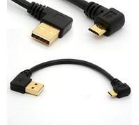 HTGuoji 90 gradi USB 2.0 a Micro USB B cavo maschio placcato Sincronizzazione dati a sinistra e cavo di estensione della carica (Left)