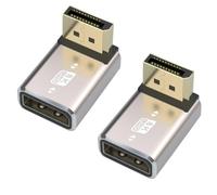HTGuoji Adattatore accoppiatore DisplayPort 1.4 8K, 90 gradi ad angolo retto DP maschio a DP femmina, connettore di estensione supporta 8K @ 60Hz 4K @ 144Hz 1080p @ 240HZ, Full HD Stereo 3D 2 pezzi