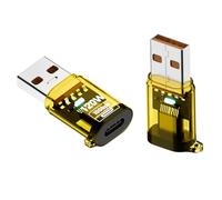 HTGuoji Adattatore USB 3.2 a USB C 10 Gbps, USB maschio a USB tipo C, presa OTG PD 120 W, ricarica rapida con indicatore LED intelligente per iPhone, MacBook, laptop, caricabatterie (2 pezzi) (giallo)