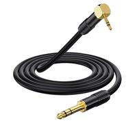 HTGuoji Cavo audio 90 gradi da 3,5 mm a 6,35 mm, oro 6,35 mm, spina jack da 1/4", spina TRS stereo da 3,5 mm, 1/8", spina TRS, adattatore per laptop, dispositivi home theater, cellulare (1,8 metri)