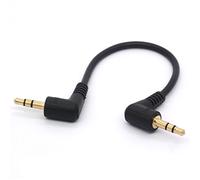 HTGuoji Cavo audio jack con connettori ad angolo retto, maschio a maschio, placcato oro, 3,5 mm, corto, cavo aux per stereo, 3 poli (20 cm)
