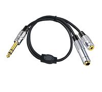 HTGuoji Cavo di prolunga stereo a Y da 1/4", da 6,35 mm da maschio a femmina e 3,5 mm da 1/8" femmina TRS cavo adattatore jack per altoparlanti, amplificatori chitarra (50 cm)